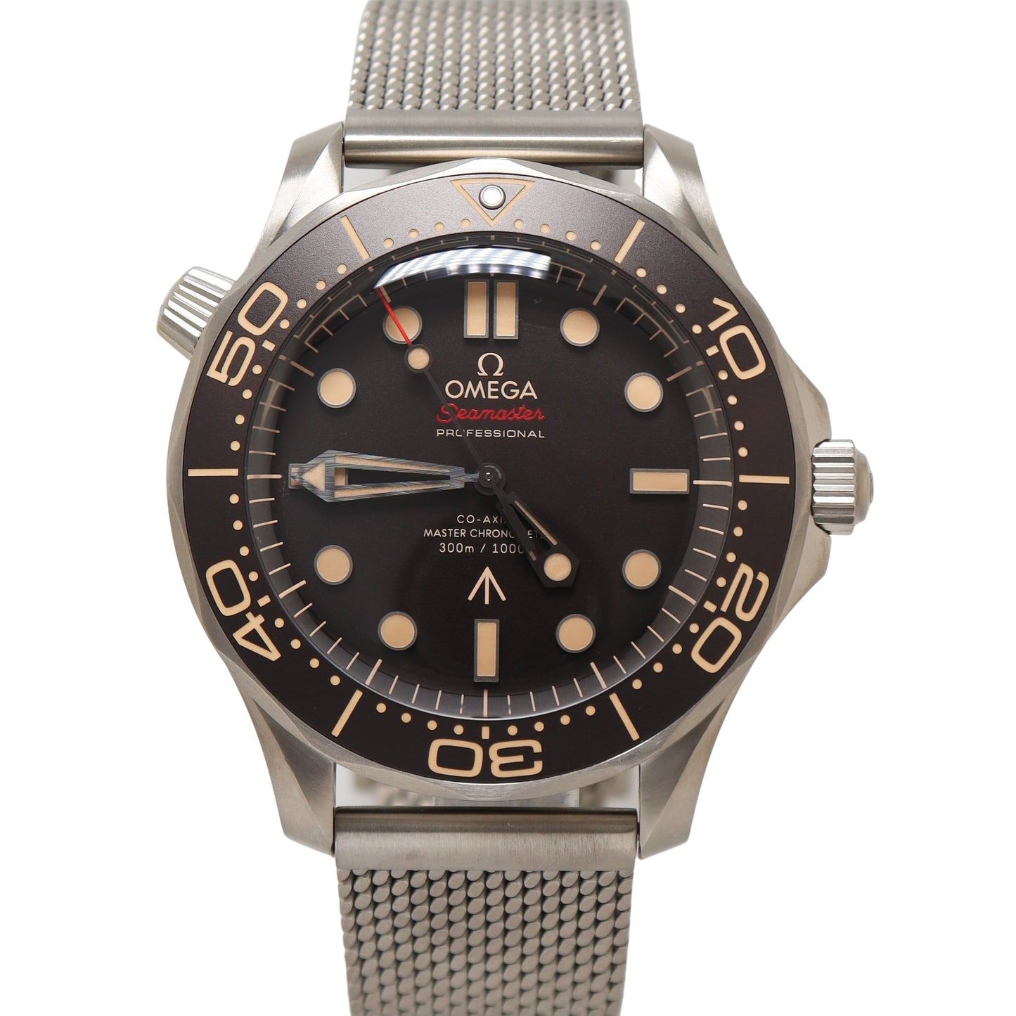 Omega Seamaster James Bond Edition Titanium 42mm Brown Dot Dial Watch Reference #: 210.90.42.20.01.001 - Happy Jewelers Fine Jewelry Lifetime Warranty