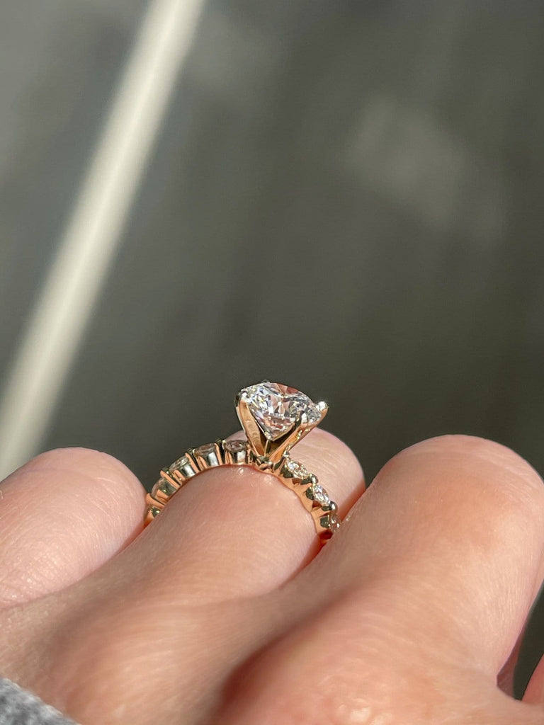 1.64 Carat Round Brilliant Diamond Engagement Ring w/ .39 Carat Half Way Around Diamond Band | 14kt Gold | Engagement Ring Wednesday - Happy Jewelers Fine Jewelry Lifetime Warranty