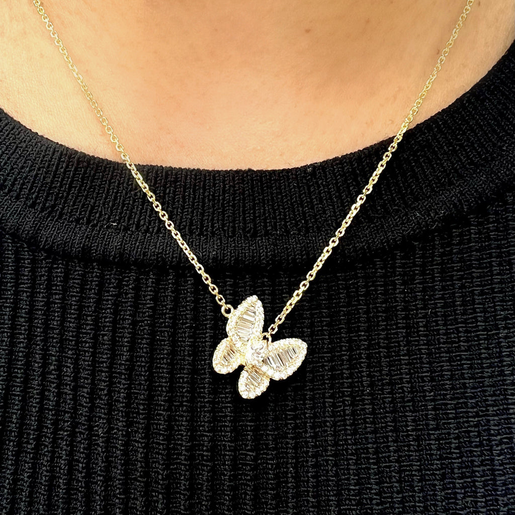 14K Gold Butterfly Pendant Necklace | Adina Eden Jewels