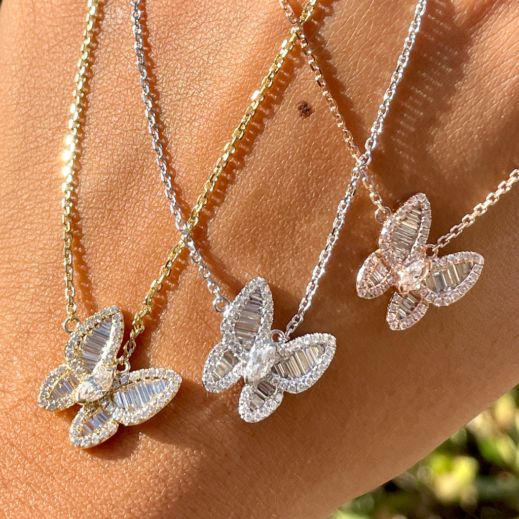 Mixed Diamond Butterfly Pendant - Happy Jewelers Fine Jewelry Lifetime Warranty