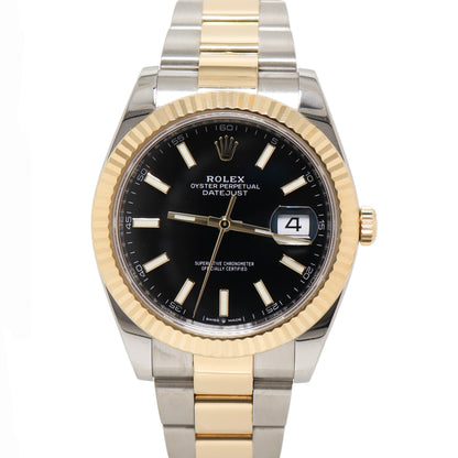 Rolex Datejust 41mm Yellow Gold & Stainless Steel Black Stick Dial Watch Reference# 126333 - Happy Jewelers Fine Jewelry Lifetime Warranty