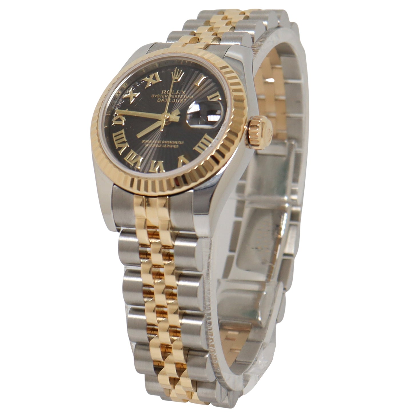Rolex Datejust Steel & 18K Yellow Gold 26mm Black Roman Dial Watch Reference#: 79173 - Happy Jewelers Fine Jewelry Lifetime Warranty