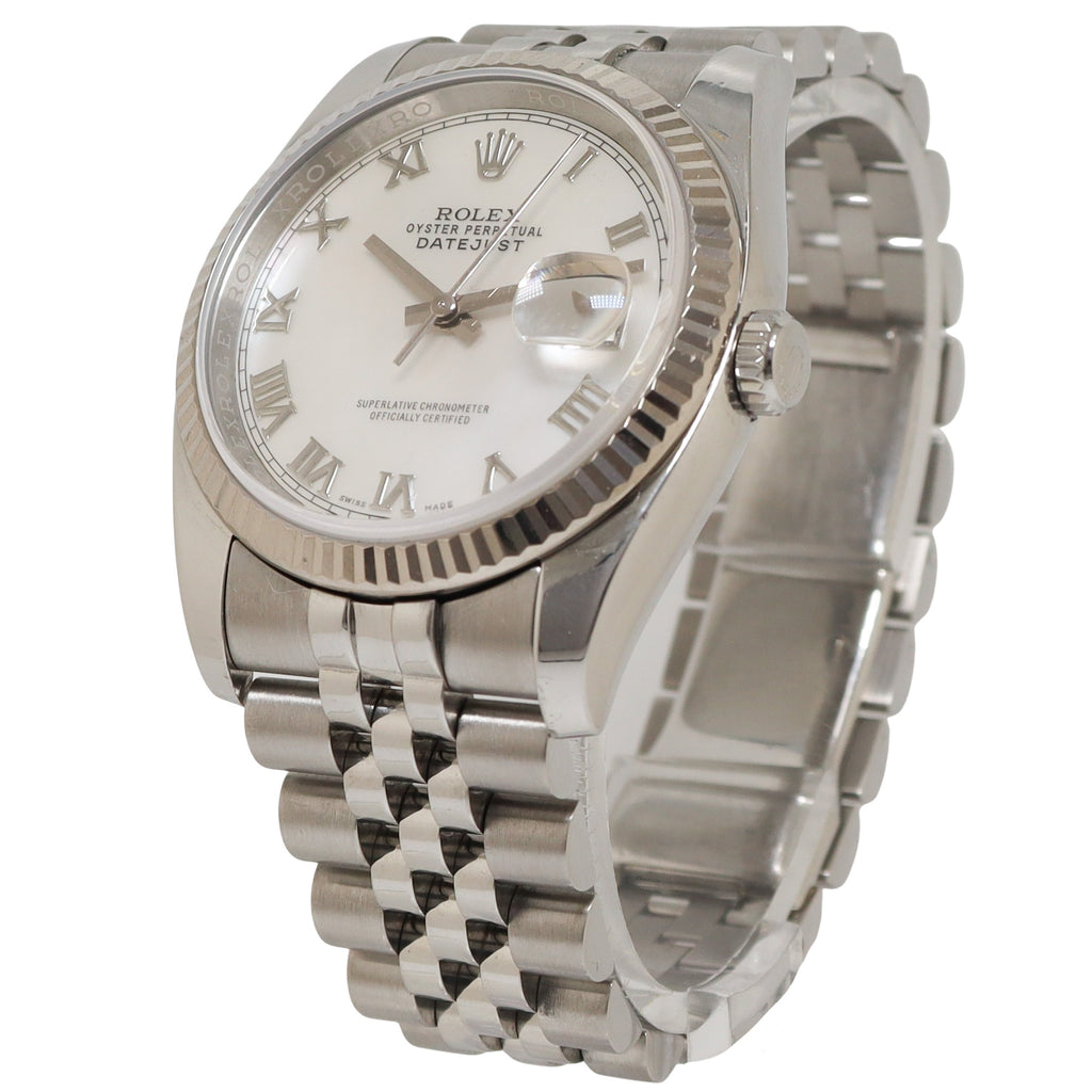 Rolex Datejust Two Tone White Gold & Steel 36mm White MOP Roman Dial Watch Reference#: 126234 - Happy Jewelers Fine Jewelry Lifetime Warranty