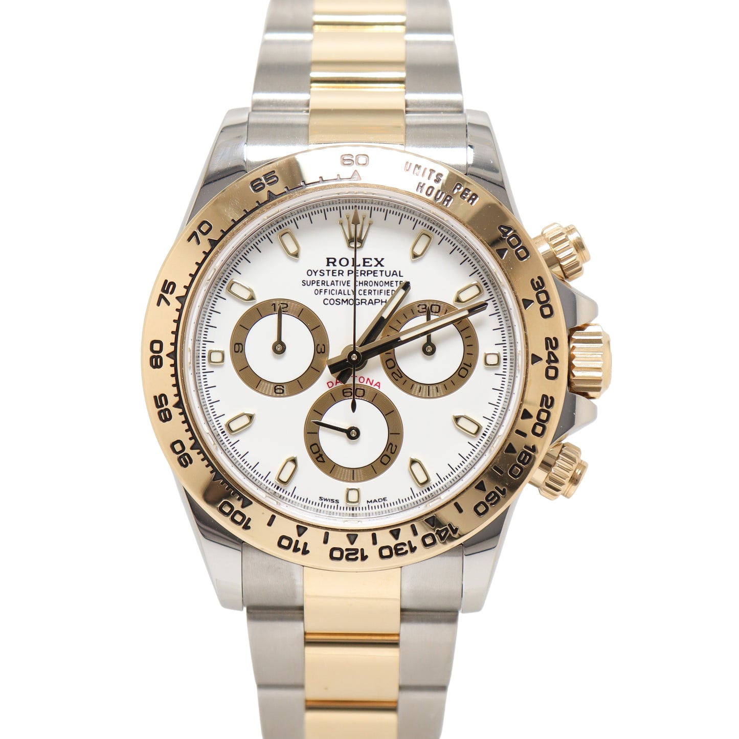 Rolex Daytona 40mm Yellow Gold & Stainless Steel White Chronograph Dial Watch Reference# 116503 - Happy Jewelers Fine Jewelry Lifetime Warranty