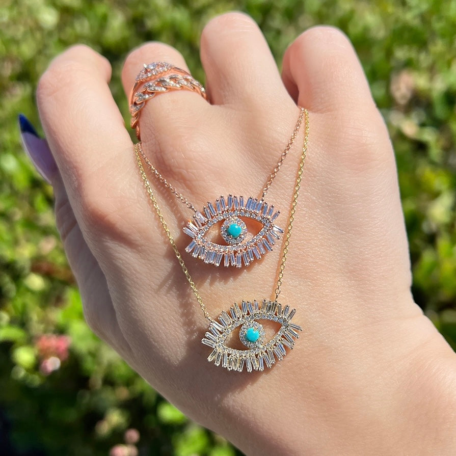 Baguette Evil Eye Necklace - Happy Jewelers Fine Jewelry Lifetime Warranty