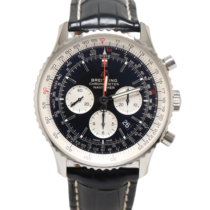 Breitling Navitimer Stainless Steel 45mm Black Chronograph Dial Watch Reference#: AB0138211B1P1 - Happy Jewelers Fine Jewelry Lifetime Warranty