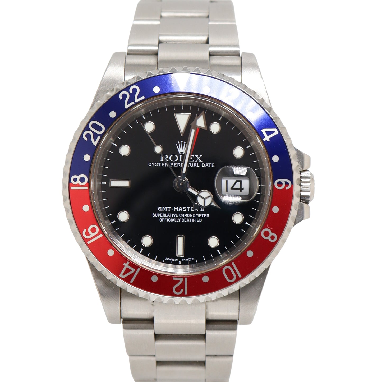 Rolex Pepsi GMT Master II Stainless Steel 40mm Black Dot Dial Watch Reference#: 16710 - Happy Jewelers Fine Jewelry Lifetime Warranty