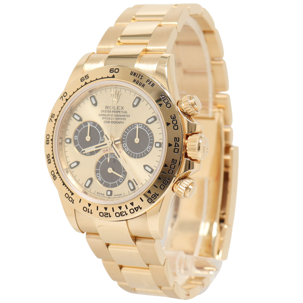 Rolex Daytona Yellow Gold 40mm Black & Champagne Chronometer Dial Watch Reference#: 116508 - Happy Jewelers Fine Jewelry Lifetime Warranty
