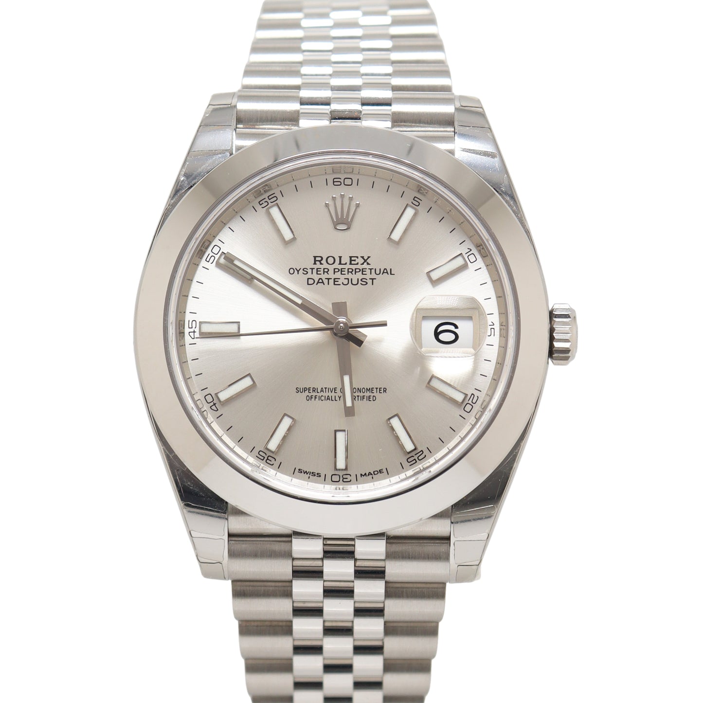 Rolex Datejust Stainless Steel 41mm Silver Stick Dial Watch Reference#: 126300 - Happy Jewelers Fine Jewelry Lifetime Warranty