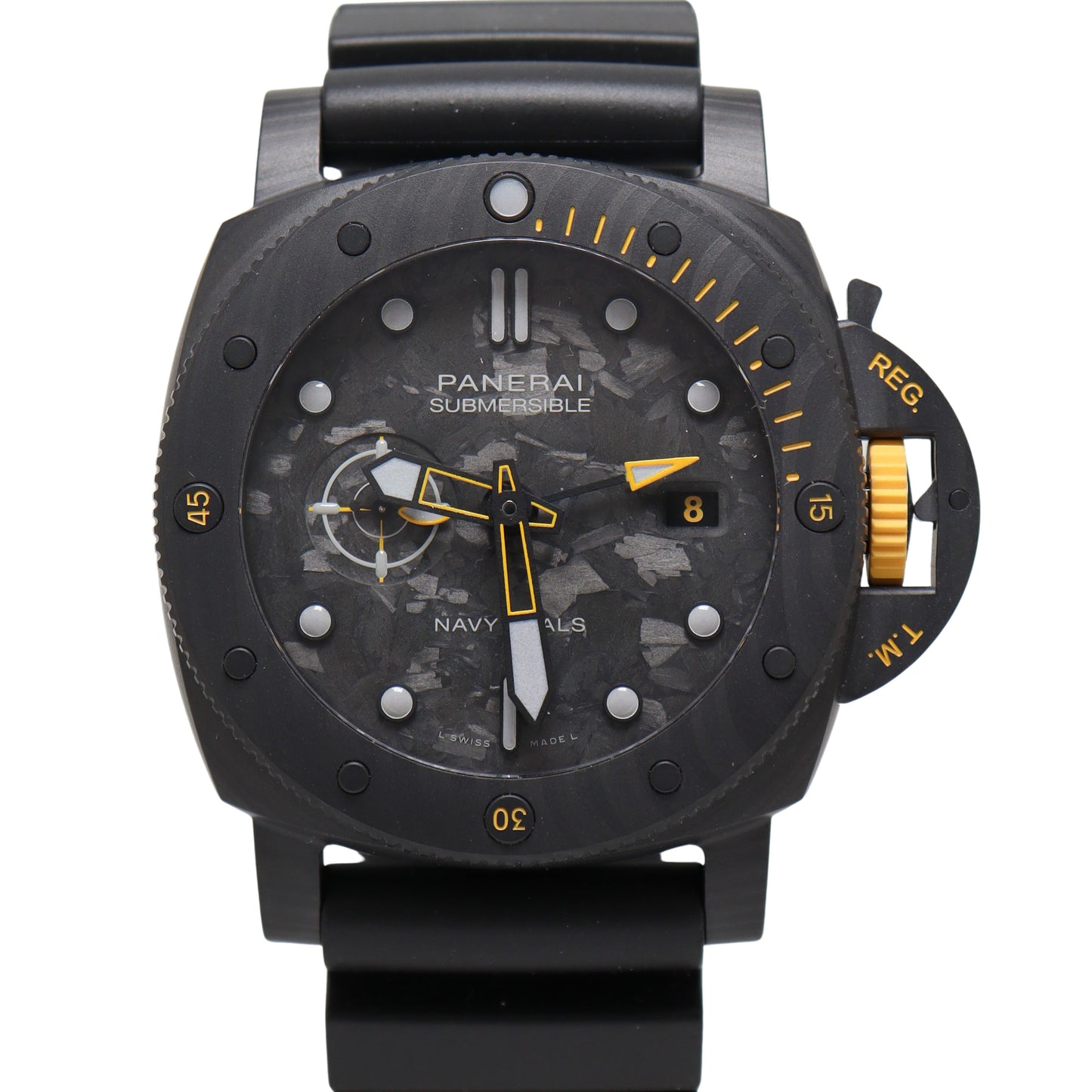 Panerai Submersible GMT Carbotech 44mm Black with Luminous Hour Markers & Dots Dial Watch Reference#: PAM01324 - Happy Jewelers Fine Jewelry Lifetime Warranty
