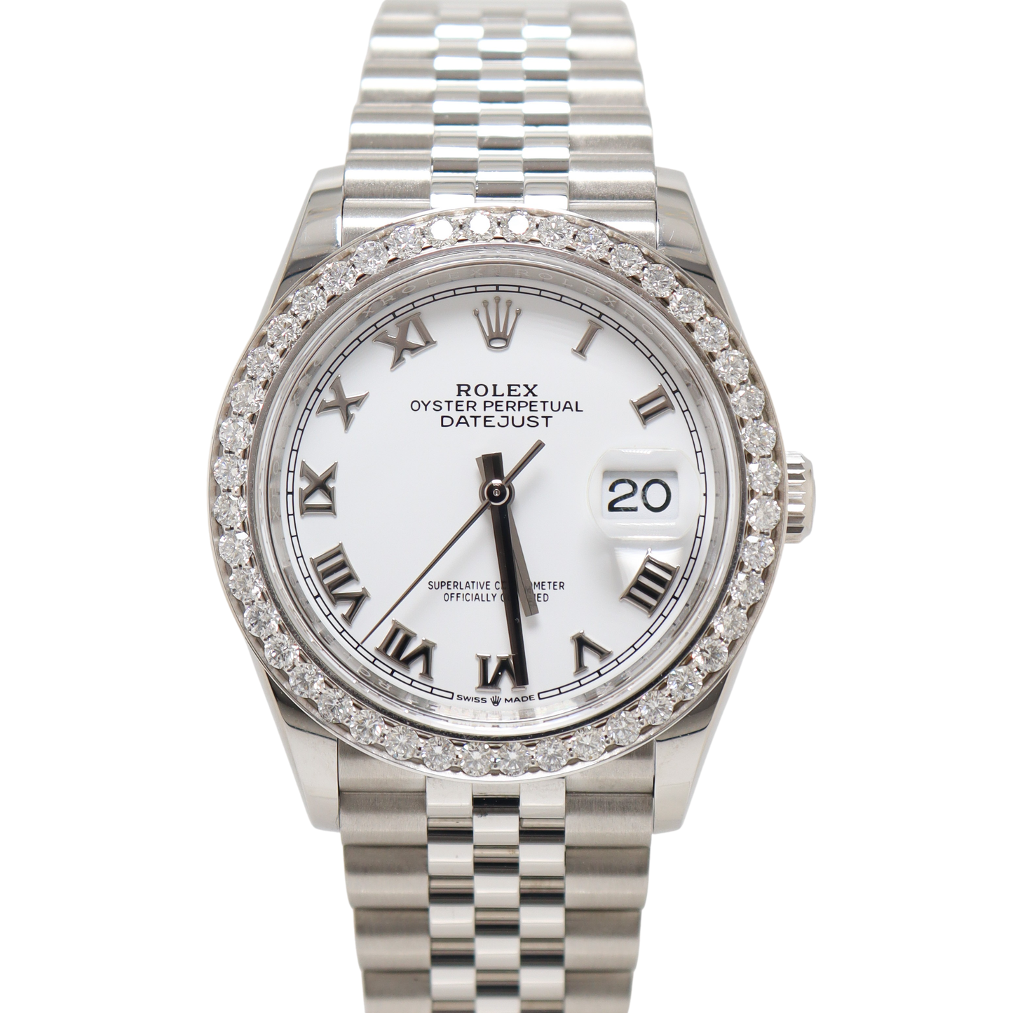 Rolex Datejust Stainless Steel 36mm White Roman Numerals Dial Watch Reference#: 126200 - Happy Jewelers Fine Jewelry Lifetime Warranty