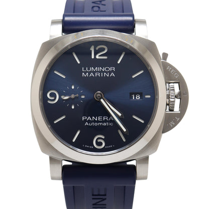 Panerai Luminor Stainless Steel 44mm Blue Stick & Roman Dial Watch Reference#: PAM01313 - Happy Jewelers Fine Jewelry Lifetime Warranty