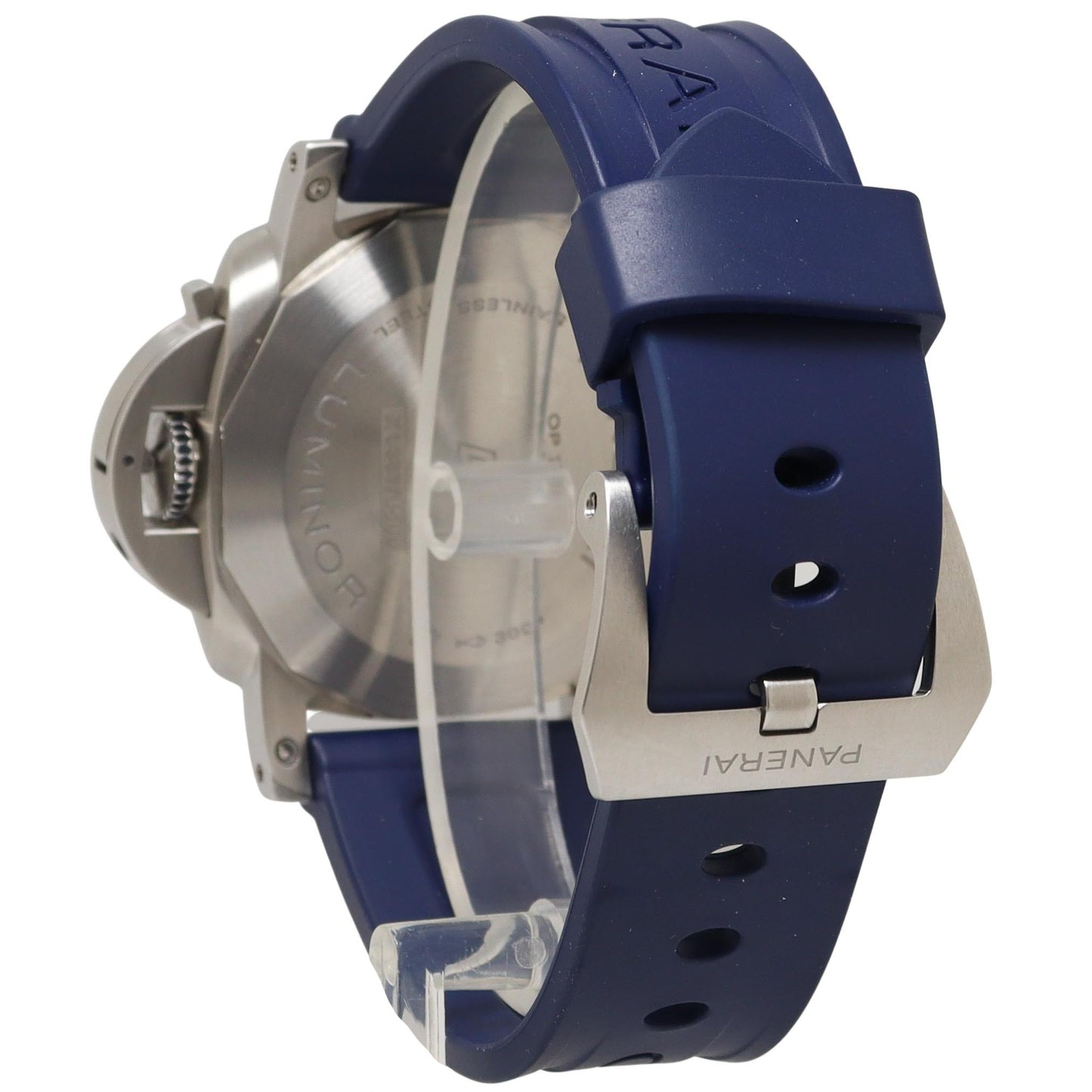 Panerai Luminor Stainless Steel 44mm Blue Stick & Roman Dial Watch Reference#: PAM01313 - Happy Jewelers Fine Jewelry Lifetime Warranty