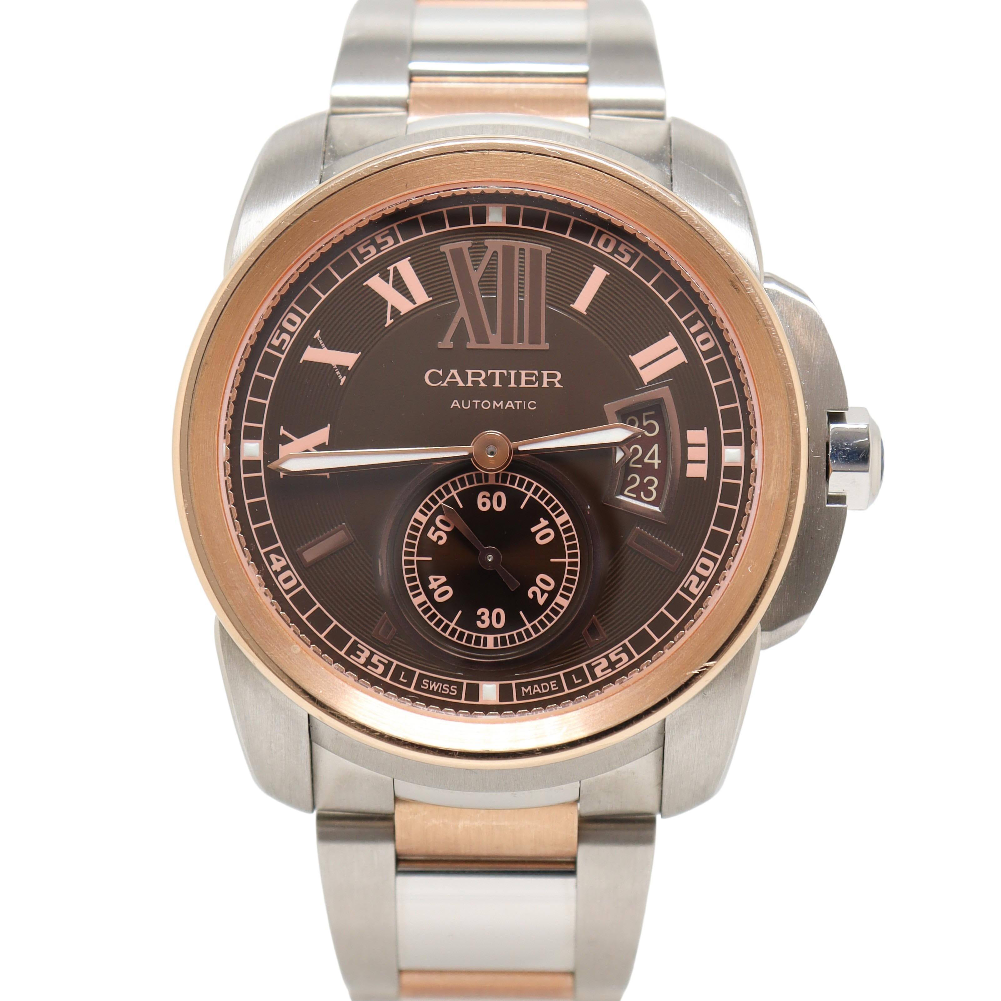 Cartier Calibre De Cartier 42mm Chocolate Brown Roman & Stick Dial Watch Reference: W7100050 - Happy Jewelers Fine Jewelry Lifetime Warranty