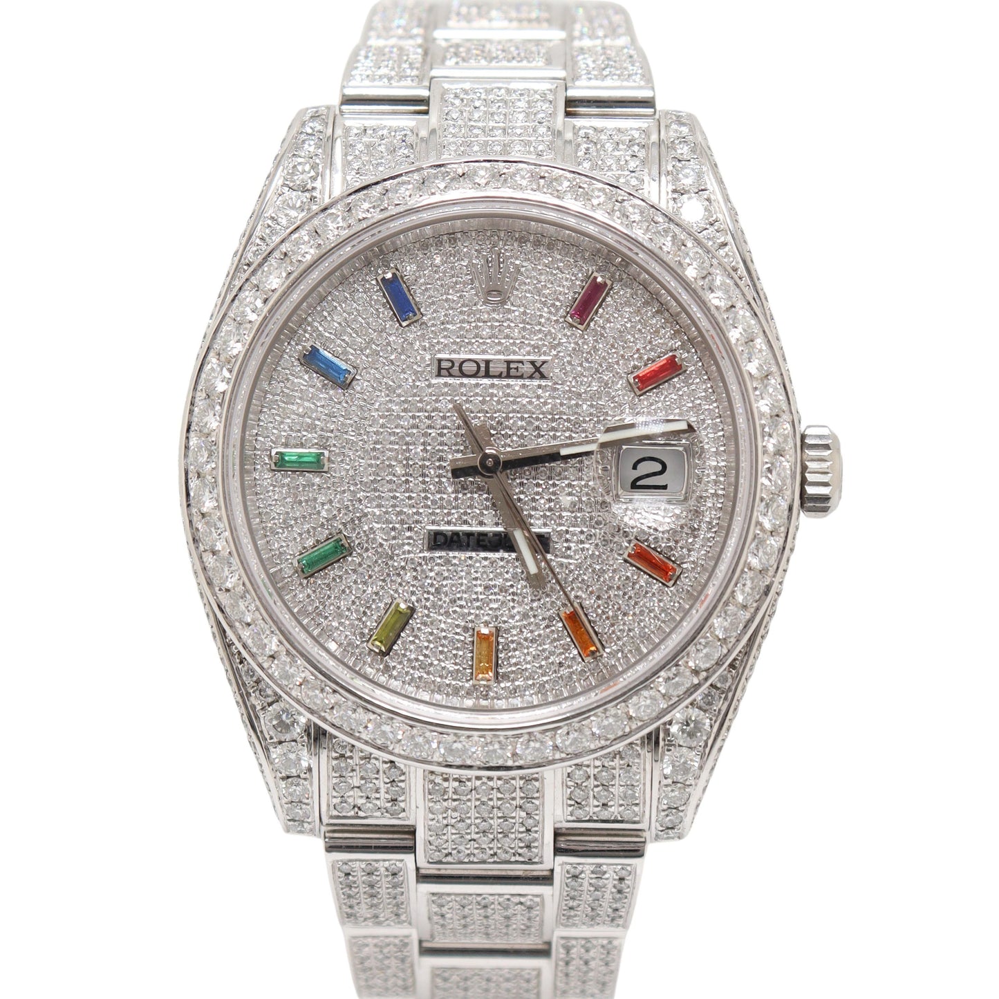 Rolex Datejust 41mm Iced Out w/ Diamond Rainbow Stick Dial Watch Reference#: 126334 - Happy Jewelers Fine Jewelry Lifetime Warranty