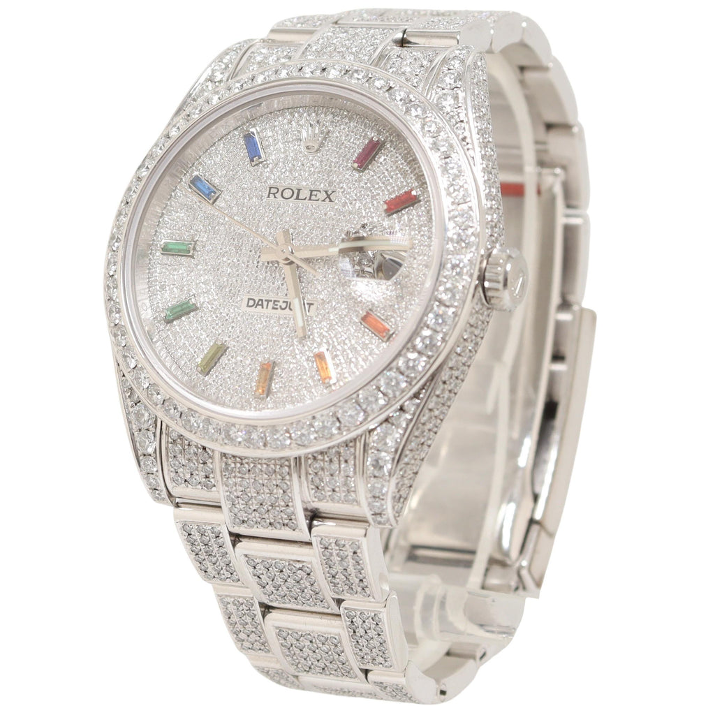 Rolex Datejust 41mm Iced Out w/ Diamond Rainbow Stick Dial Watch Reference#: 126334 - Happy Jewelers Fine Jewelry Lifetime Warranty