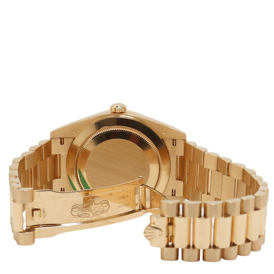 Rolex Daydate Yellow Gold 40mm Silver Diagonal Stick Dial Watch Reference#: 228238 - Happy Jewelers Fine Jewelry Lifetime Warranty