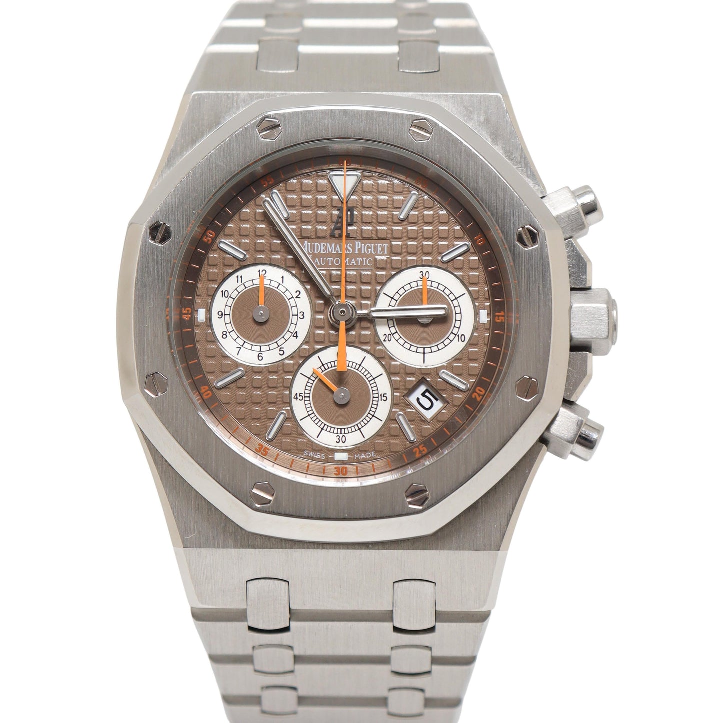 Audemars Piguet Royal Oak 39mm Stainless Steel Brown Chronograph Dial Watch Reference#: 26300ST.OO.1110ST.08 - Happy Jewelers Fine Jewelry Lifetime Warranty
