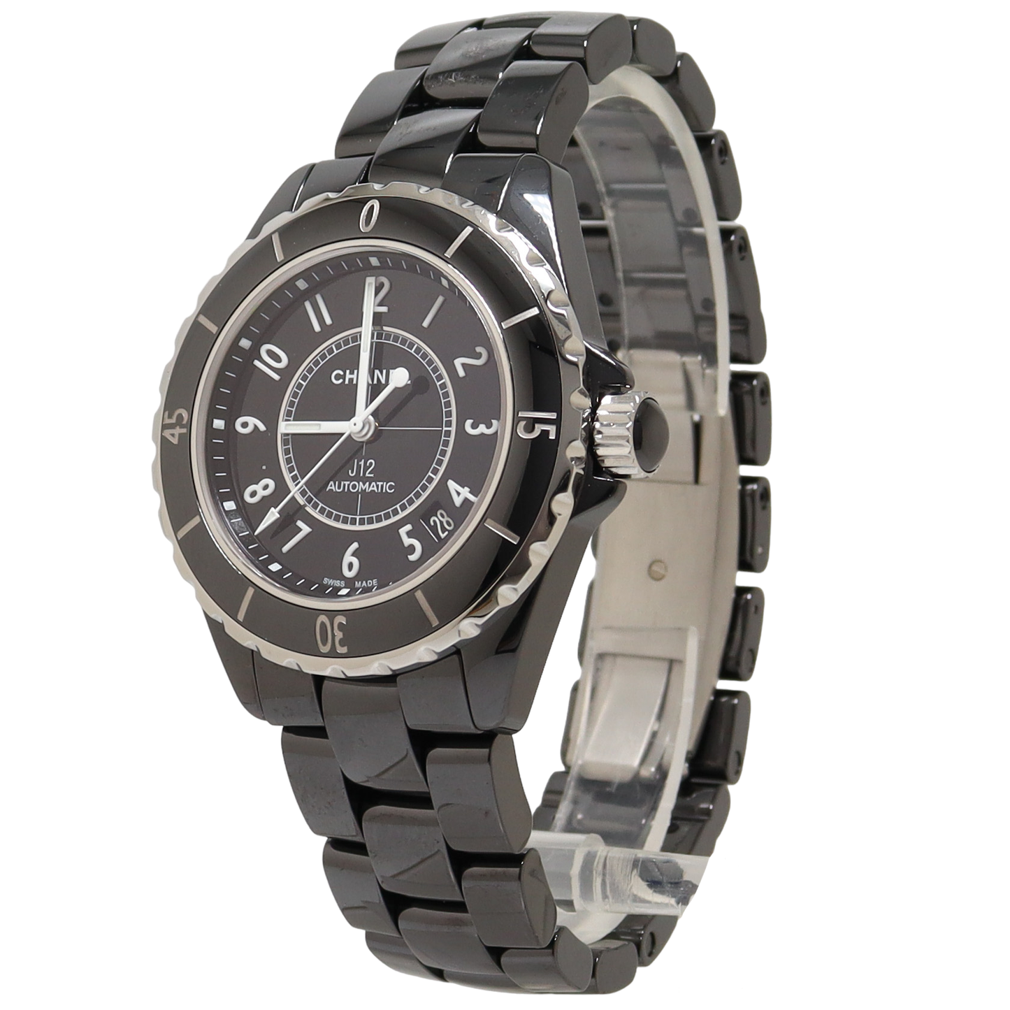 Chanel Black Ceramic Steel 33mm Black Arabic Dial Watch Reference#: H5695 - Happy Jewelers Fine Jewelry Lifetime Warranty