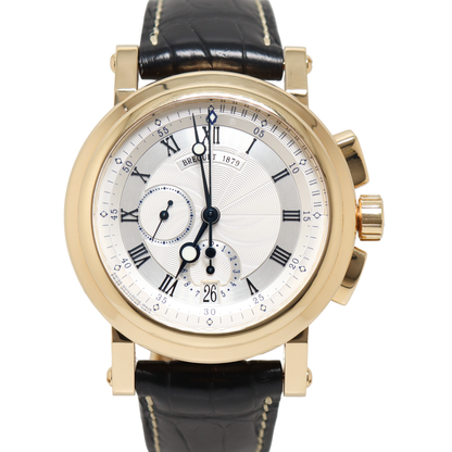 Breguet Marine Yellow Gold 42mm Silver Dial with Blue-Tone Hands and Index Hour Markers Watch Reference#: 5827 - Happy Jewelers Fine Jewelry Lifetime Warranty