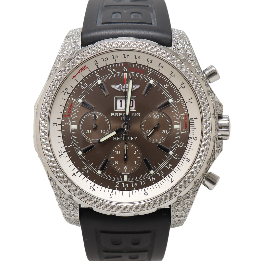 Breitling Bentley 6.75 Stainless Steel 49mm Chocolate Chronograph Dial Watch Reference#: A44362 - Happy Jewelers Fine Jewelry Lifetime Warranty