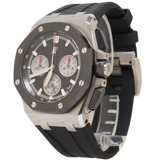 Audemars Piguet Royal Oak Offshore Stainless Steel 43mm Black Chronograph Dial Watch Reference#: 26420SO.OO.A002CA.01 - Happy Jewelers Fine Jewelry Lifetime Warranty