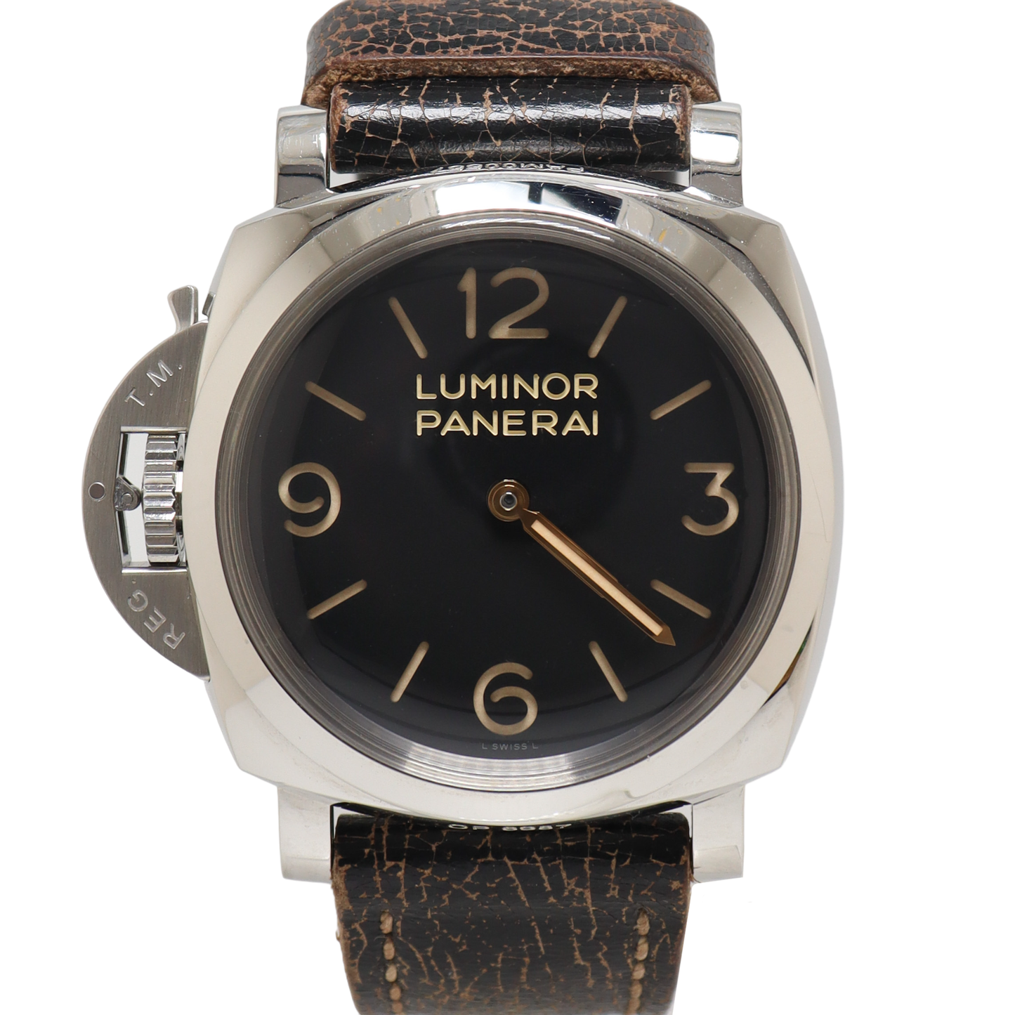 Panerai Luminor 1950 Stainless Steel 47mm Black Arabic & Stick Dial Watch Reference#: PAM00557 - Happy Jewelers Fine Jewelry Lifetime Warranty