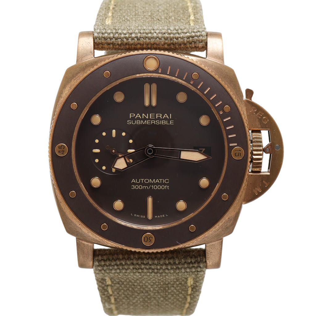 Panerai Officine Bronze 47mm Chocolate Brown Dial Watch Reference#: PAM00968 - Happy Jewelers Fine Jewelry Lifetime Warranty
