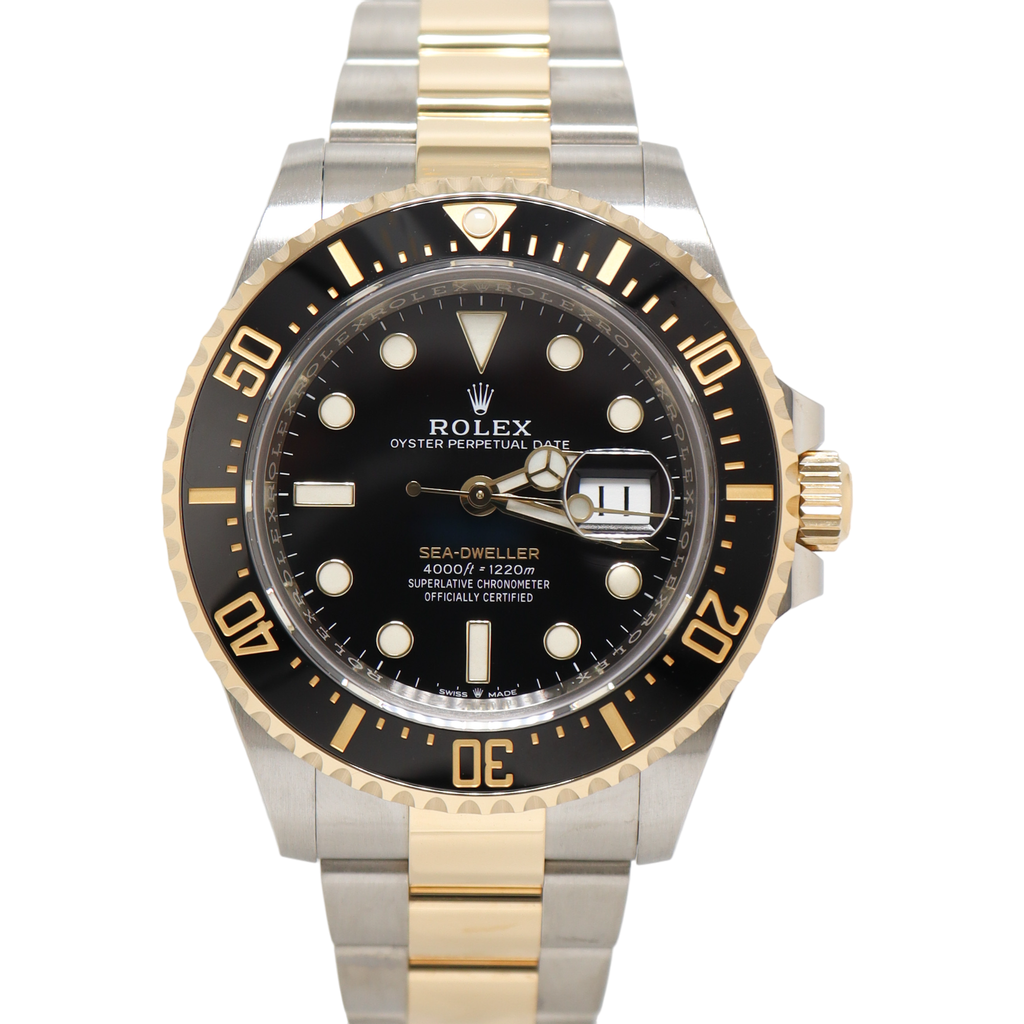 Rolex Sea Dweller Two Tone Stainless Steel & Yellow Gold 43mm Black Dot Dial Watch Reference#: 126603 - Happy Jewelers Fine Jewelry Lifetime Warranty