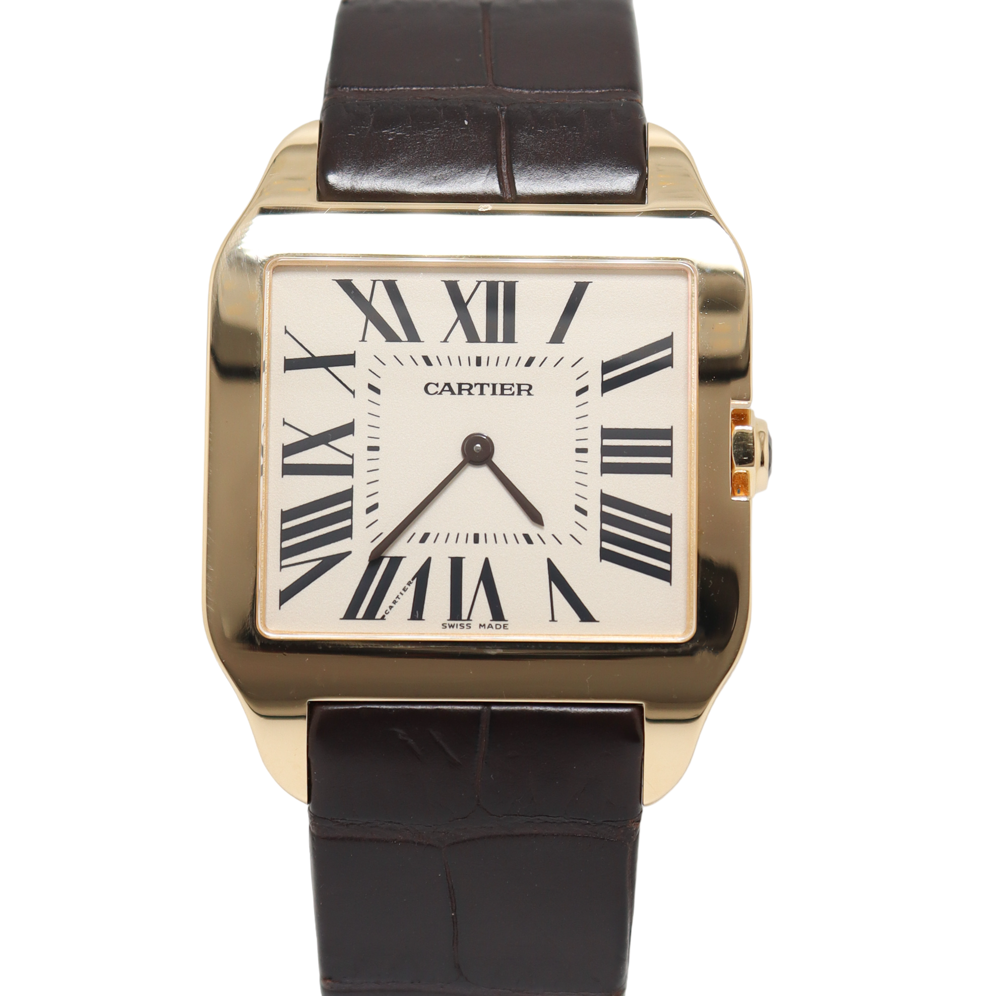 Cartier Santos Dumont Yellow Gold 35mm White Roman Numeral Dial Watch Reference#: W2009251 - Happy Jewelers Fine Jewelry Lifetime Warranty