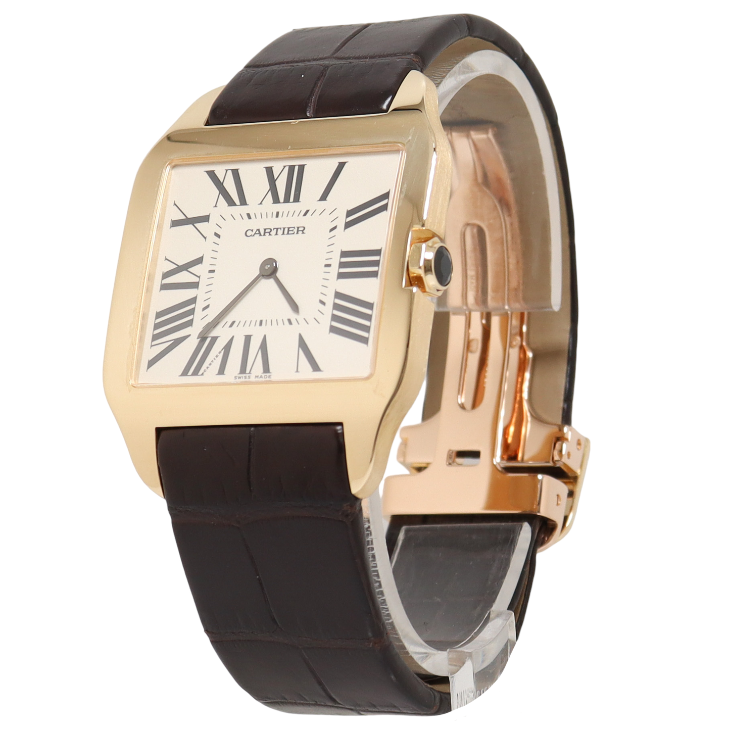 Cartier Santos Dumont Yellow Gold 35mm White Roman Numeral Dial Watch Reference#: W2009251 - Happy Jewelers Fine Jewelry Lifetime Warranty