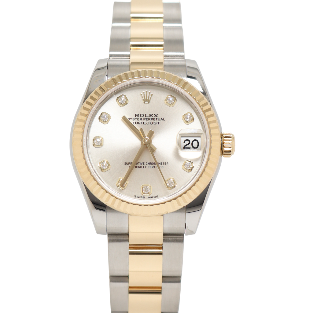 Rolex Datejust Two Tone Stainless Steel & Yellow Gold 31mm Champagne Diamond Dial Watch Reference# 178273 - Happy Jewelers Fine Jewelry Lifetime Warranty