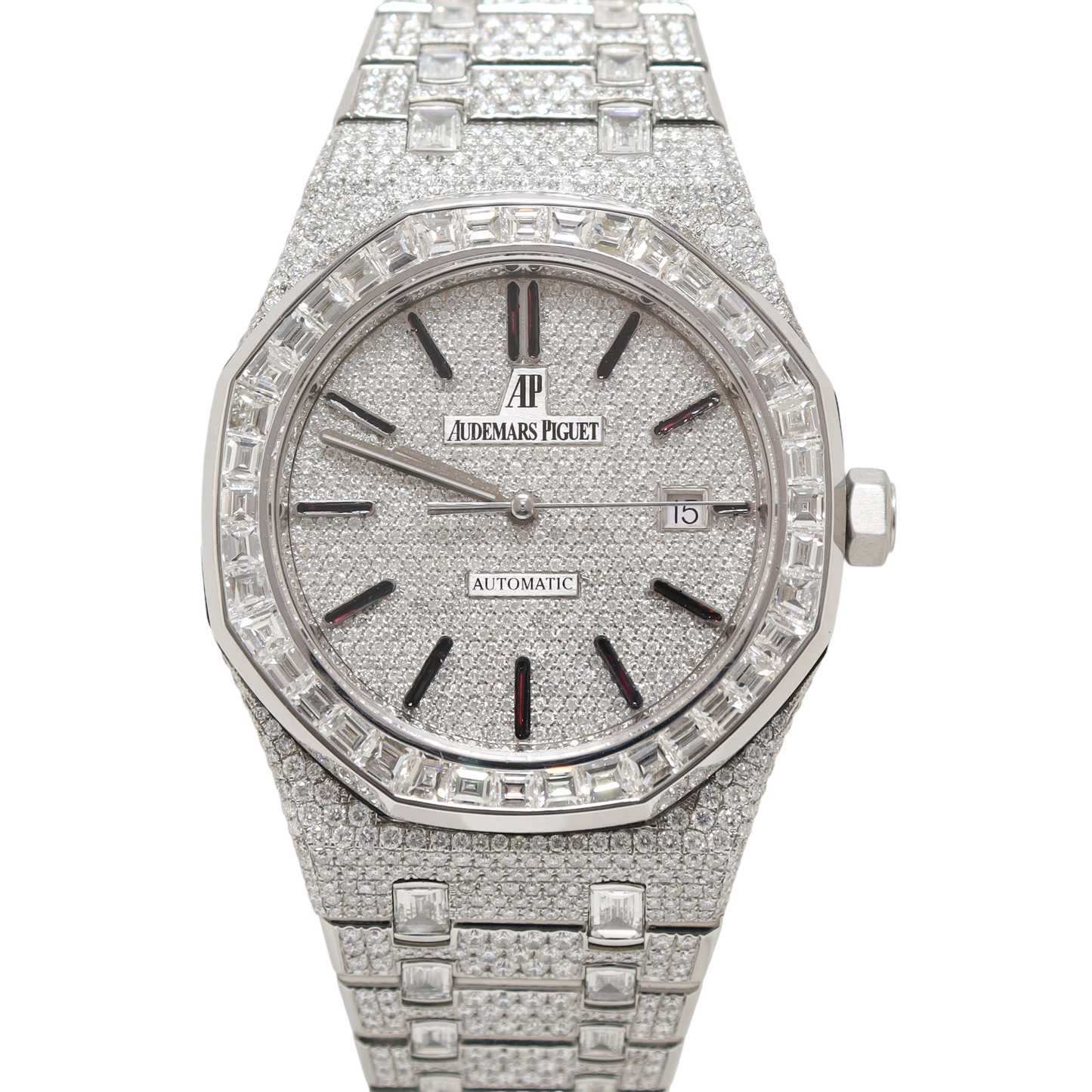 Load image into Gallery viewer, Audemars Piguet Royal Oak Stainless Steel 42mm Iced Out Pave Diamond Dial Watch Reference#: 26591TI.OO.1252TI.03 - Happy Jewelers Fine Jewelry Lifetime Warranty
