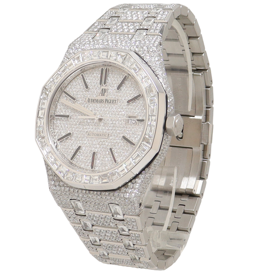 Load image into Gallery viewer, Audemars Piguet Royal Oak Stainless Steel 42mm Iced Out Pave Diamond Dial Watch Reference#: 26591TI.OO.1252TI.03 - Happy Jewelers Fine Jewelry Lifetime Warranty
