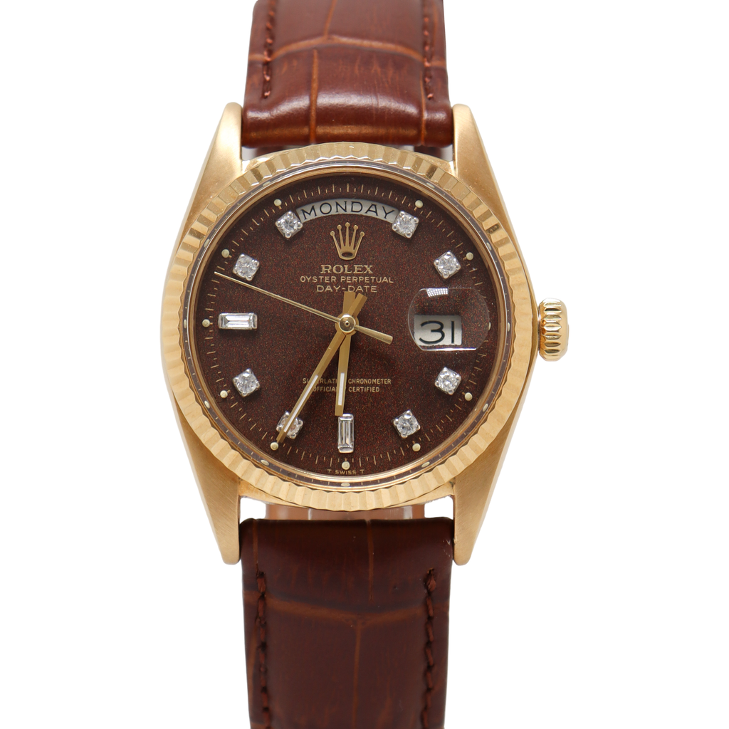 Rolex Day Date Everose Gold 36mm  Chocolate Brown Diamond Dial Watch Reference# 1803 - Happy Jewelers Fine Jewelry Lifetime Warranty