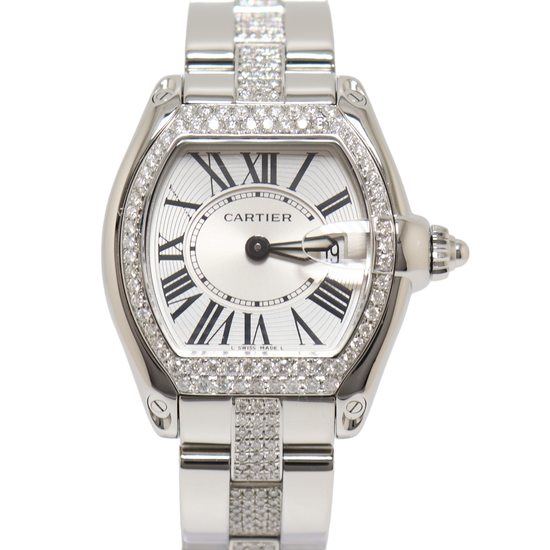 Cartier Roadster Stainless Steel White Roman Dial Watch Reference#: 2675 - Happy Jewelers Fine Jewelry Lifetime Warranty