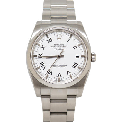 Rolex Air King Stainless Steel 34mm White Roman Dial Watch Reference#: 114200 - Happy Jewelers Fine Jewelry Lifetime Warranty