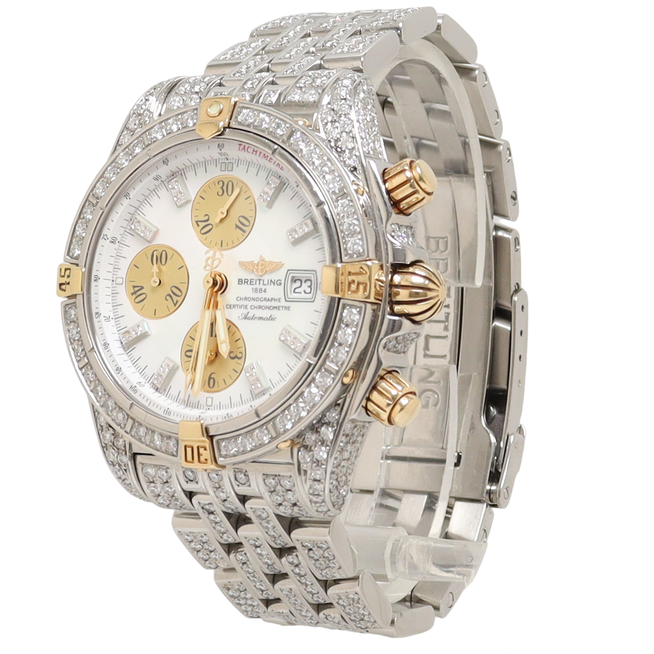 Load image into Gallery viewer, Breitling Evolution Chronomat Diamond Watch with Mother of Pearl Diamond Dial Watch Reference#: B13356 - Happy Jewelers Fine Jewelry Lifetime Warranty
