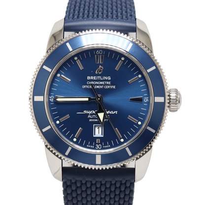 Breitling Superocean Heritage Stainless Steel 46mm Blue Stick Dial Watch Reference#: A17320 - Happy Jewelers Fine Jewelry Lifetime Warranty
