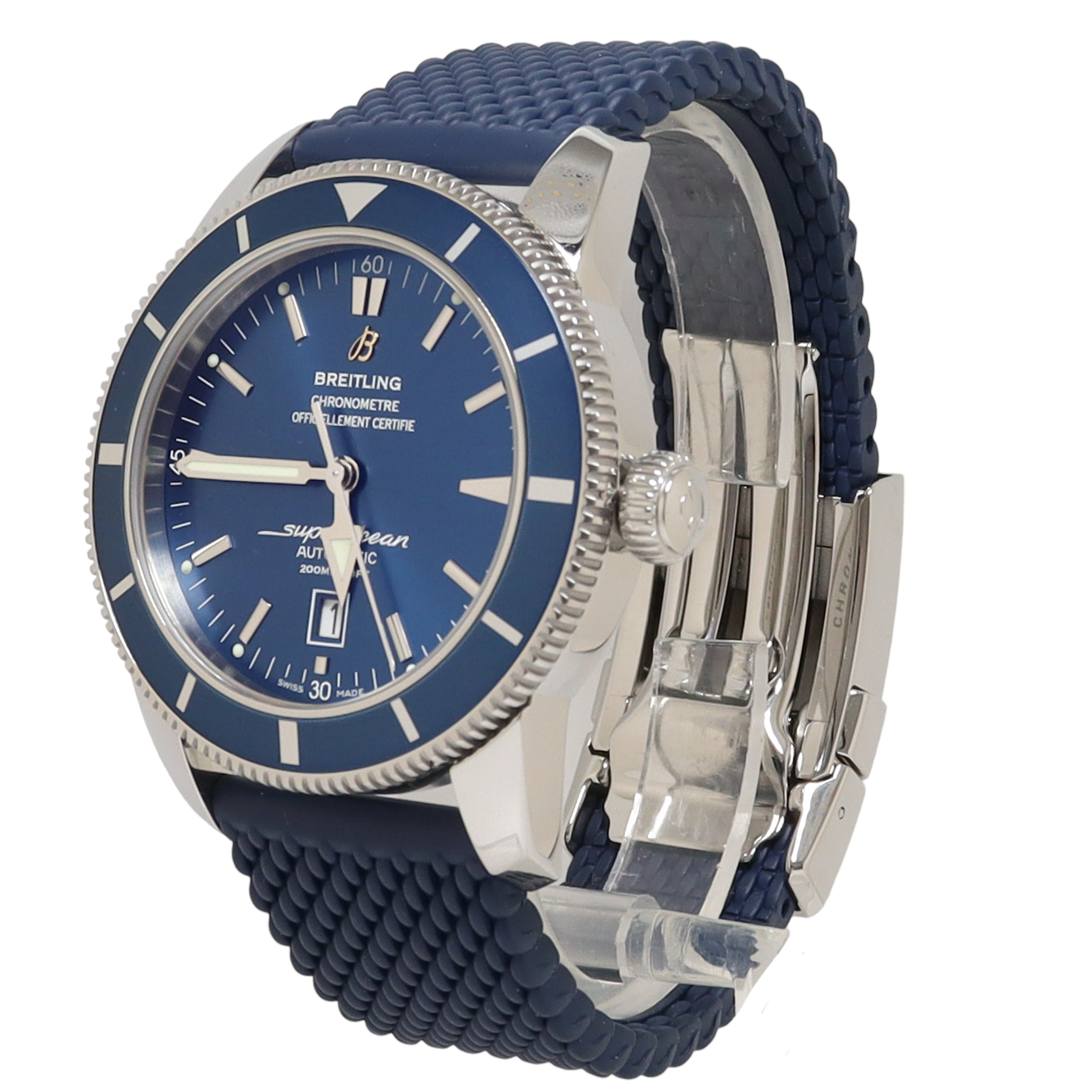 Breitling Superocean Heritage Stainless Steel 46mm Blue Stick Dial Watch Reference#: A17320 - Happy Jewelers Fine Jewelry Lifetime Warranty