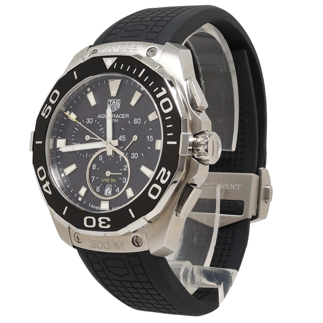Tag Heuer Stainless Steel 42mm Black Chronograph Dial Watch Reference#: CAY111A.FT6041 - Happy Jewelers Fine Jewelry Lifetime Warranty