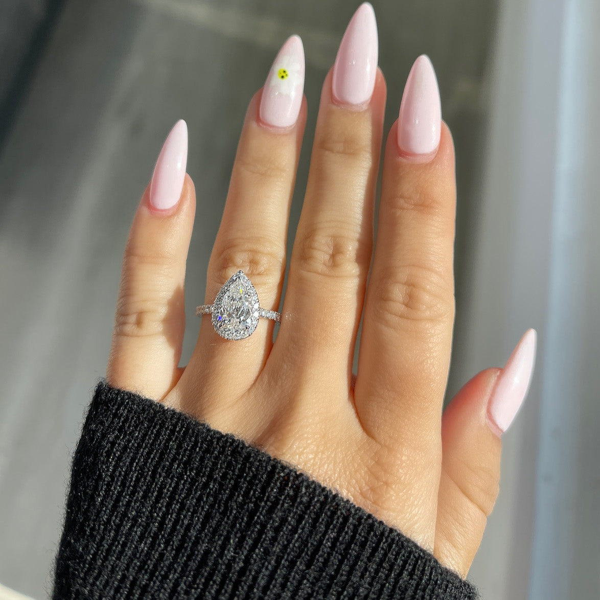 Pear Cut Ring | Halo Ring | Bhumi Gems | Anniversary Gift