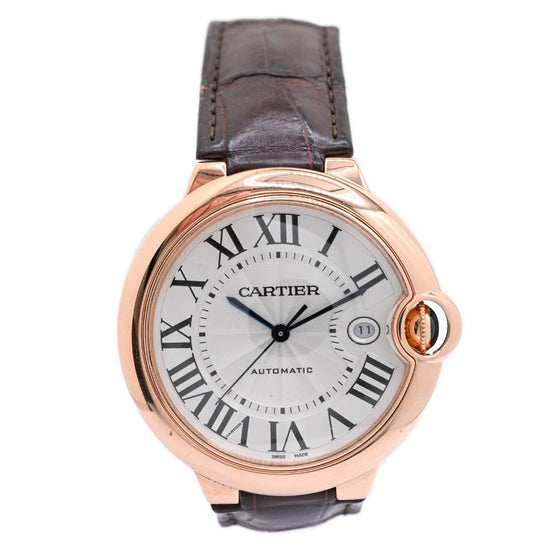 Cartier Men's Ballon Bleu Pink Gold 42mm Silver Roman Dial Watch Reference #: WGBB0017 - Happy Jewelers Fine Jewelry Lifetime Warranty