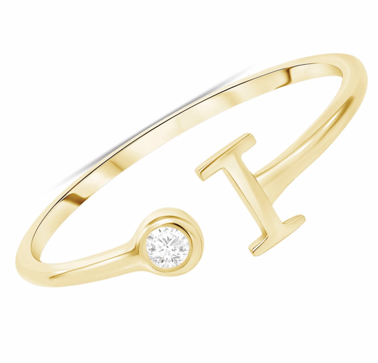 Initial Ring w/ Single Diamond - Happy Jewelers Fine Jewelry Lifetime Warranty