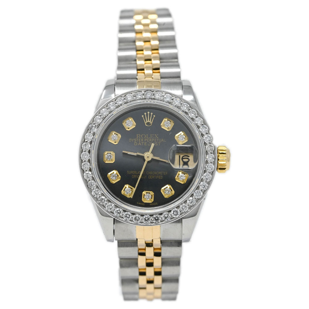 Rolex Ladies Datejust Yellow Gold & Stainless Steel Rhodium Diamond Dial Watch Reference# 69173 - Happy Jewelers Fine Jewelry Lifetime Warranty