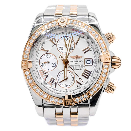 Load image into Gallery viewer, Breitling Mens Chronomat Evolution 44mm White Roman Dial Watch Referemce #: C1335653 - Happy Jewelers Fine Jewelry Lifetime Warranty
