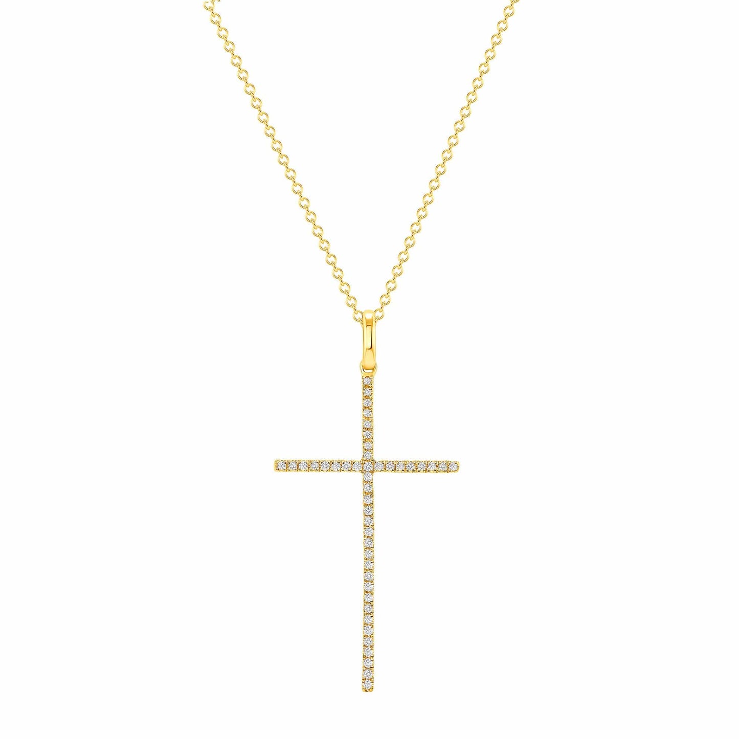 Diamond Accent Cross Necklace | Sterling Silver | White | Size 17.5