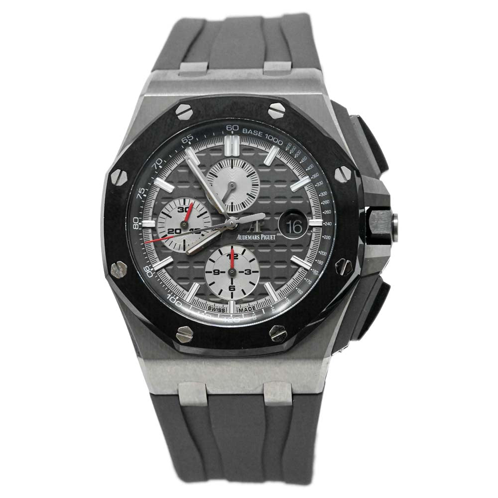 Audemars Piguet Men's Royal Oak Offshore Titanium 44mm Slate Grey Chronograph Dial Watch Reference #: 26400IO.OO.A004CA.01 - Happy Jewelers Fine Jewelry Lifetime Warranty