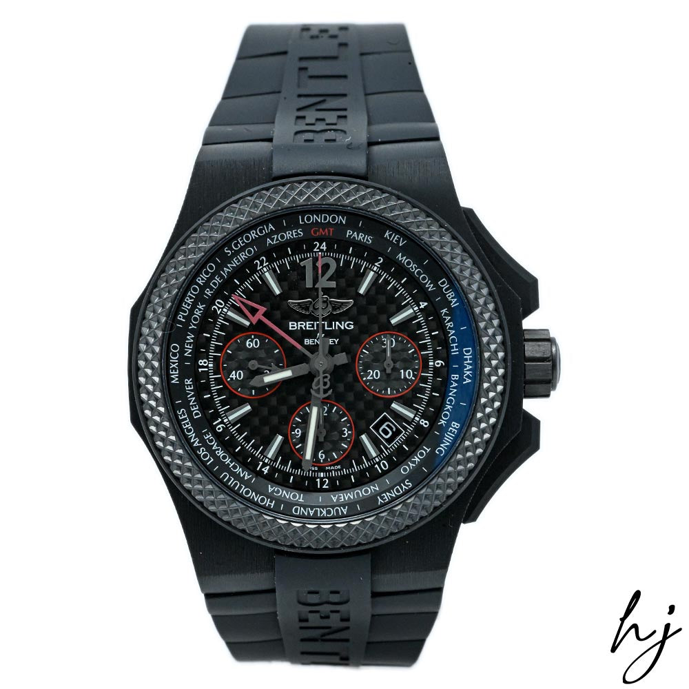Breitling Men's Limited Edition Bentley GMT Black Carbon 45mm Black Chronograph Dial Watch Reference #: NB0434E5 - Happy Jewelers Fine Jewelry Lifetime Warranty