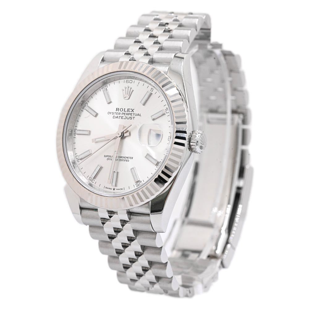Rolex Mens Datejust Stainless Steel 41mm Silver Stick Dial Watch Reference #: 126334 - Happy Jewelers Fine Jewelry Lifetime Warranty